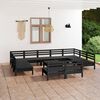vidaXL Juego de muebles de jard&iacute;n 12 pzas madera maciza de pino negro
