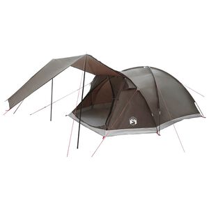vidaXL Tienda Caba&ntilde;a 6 persona Marr&oacute;n gris Poli&eacute;ster y Acero