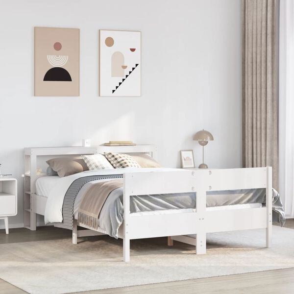 vidaXL Estructura de cama sin colchón madera maciza blanca 120x190 cm