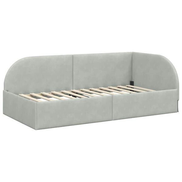 vidaXL Estructura de cama en esquina Gris Claro 90 cm x 190 cm