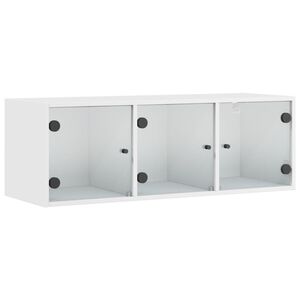vidaXL Mueble de pared con puertas de vidrio blanco 102x37x35 cm