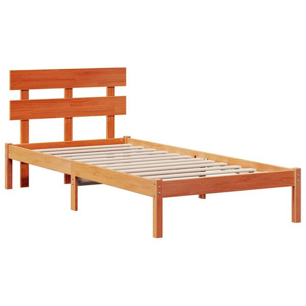 vidaXL Estructura de cama Marr&oacute;n 90 x 200 cm Madera maciza de Pino