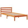 vidaXL Cama con estanter&iacute;a sin colch&oacute;n madera maciza marr&oacute;n 100x200 cm