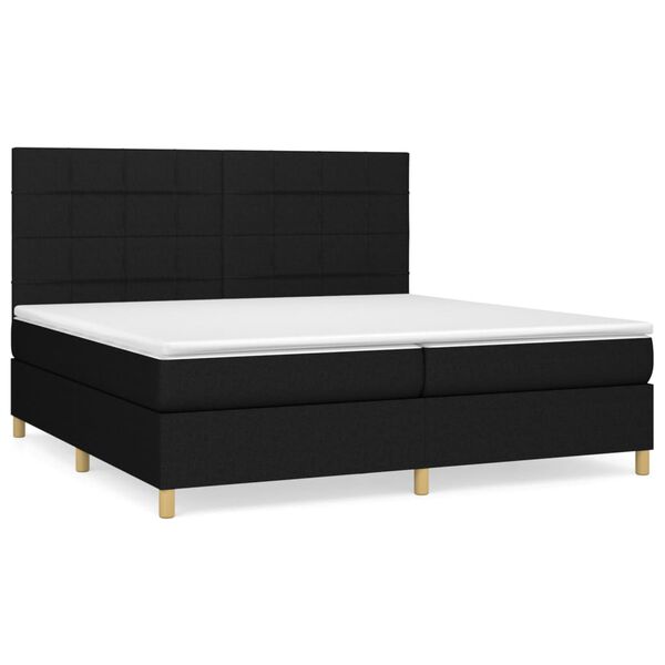 vidaXL Cama box spring con colch&oacute;n tela negro 200x200 cm