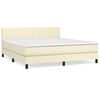 vidaXL Cama box spring con colch&oacute;n cuero sint&eacute;tico crema 160x200 cm