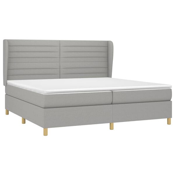 vidaXL Cama box spring con colch&oacute;n tela gris claro 200x200 cm