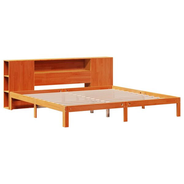 vidaXL Cama con estanter&iacute;a sin colch&oacute;n madera maciza marr&oacute;n 180x200cm