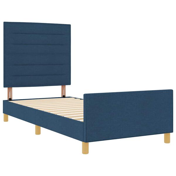 vidaXL Estructura de cama con cabecera Azul 90 x 200 cm tela