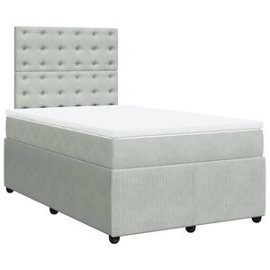 vidaXL Cama box spring con colch&oacute;n terciopelo gris claro 120x200 cm