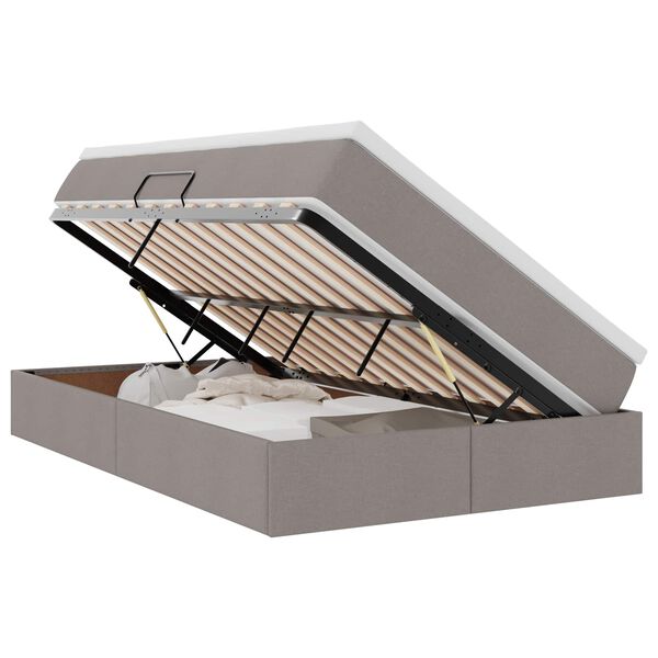 vidaXL Cama con almacenamiento y colch&oacute;n Taup&eacute; 120 x 190 cm Poli&eacute;ster