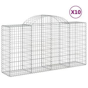vidaXL Cestas de gaviones 10 uds forma de arco hierro 200x50x100/120cm