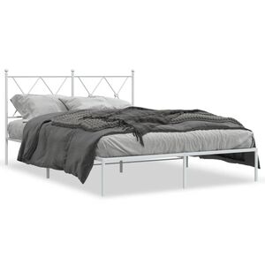 vidaXL Estructura cama sin colch&oacute;n con cabecero metal blanco 140x190cm