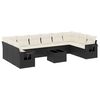 vidaXL Set de sof&aacute;s de jard&iacute;n 11 pzas y cojines rat&aacute;n sint&eacute;tico negro