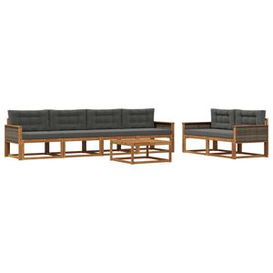 vidaXL Conjunto de sof&aacute;s de exterior 7 pcs Natural y Antracita