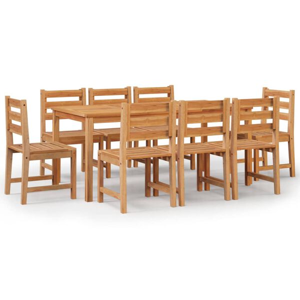 vidaXL Juego de comedor para jard&iacute;n 9 piezas madera maciza de teca
