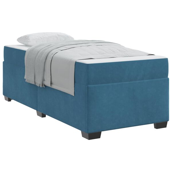 vidaXL Estructura de cama con colchón Azul Oscuro 90 x 190 cm tela