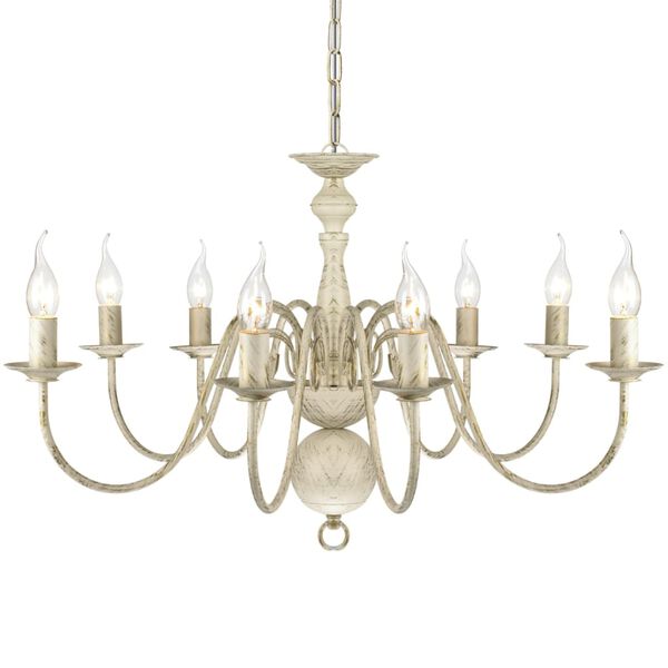 vidaXL L&aacute;mpara de ara&ntilde;a antique metal blanco 8 bombillas E14