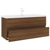 vidaXL Mueble de ba&ntilde;o con lavabo madera contrachapada marr&oacute;n roble