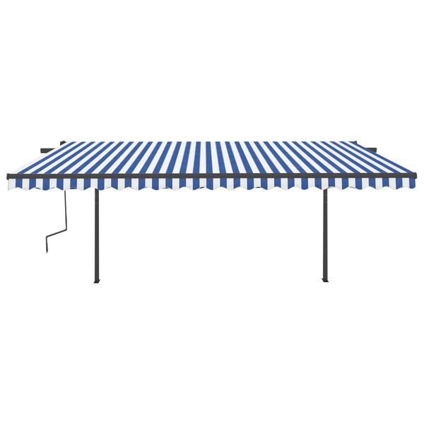 vidaXL Toldo automático con LED sensor de viento azul y blanco 5x3,5 m