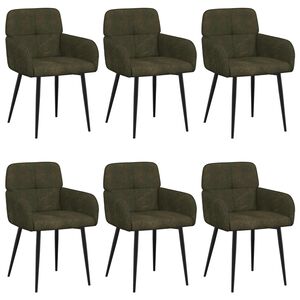 vidaXL Sillas de comedor 6 uds. Cuero de Suede Sint&eacute;tico Verde militar