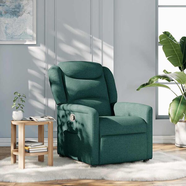 vidaXL Sill&oacute;n reclinable de tela verde oscuro