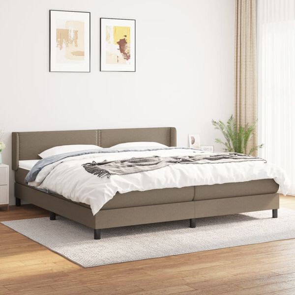 vidaXL Cama box spring con colch&oacute;n tela gris taupe 200x200 cm