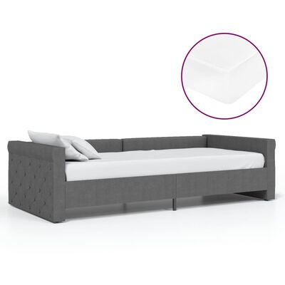 vidaXL Sofá cama con colchón USB de tela gris oscuro 90x200 cm
