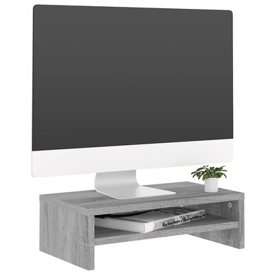 vidaXL Soporte de monitor madera contrachapada gris Sonoma 42x24x13 cm