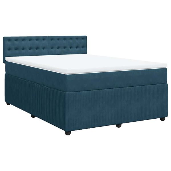 vidaXL Cama box spring con colch&oacute;n terciopelo azul 140x190 cm