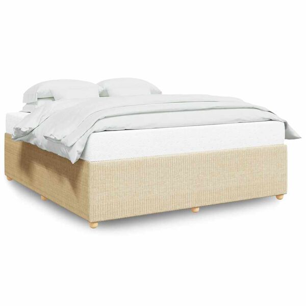 vidaXL Cama sin colch&oacute;n tela color crema 180x200 cm