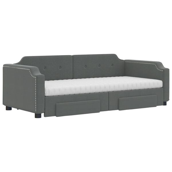 vidaXL Sof&aacute; cama nido con cajones tela gris oscuro 80x200 cm