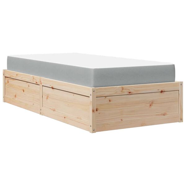 vidaXL Cama con colch&oacute;n madera maciza de pino 90x200 cm