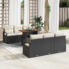 vidaXL Conjunto de sof&aacute; de jard&iacute;n 7 pcs Negro Polirat&aacute;n