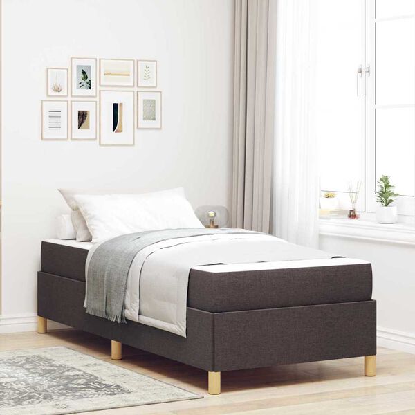 vidaXL Estructura de cama con colchón Marrón Oscuro 90 x 200 cm tela