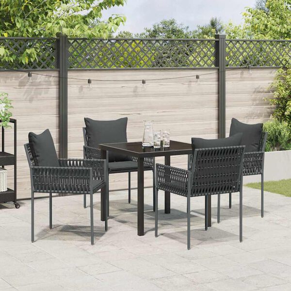 vidaXL Conjunto de Comedor de Jard&iacute;n 5 pcs Negro y Gris