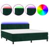 vidaXL Cama box spring colch&oacute;n y LED terciopelo verde oscuro 160x200cm