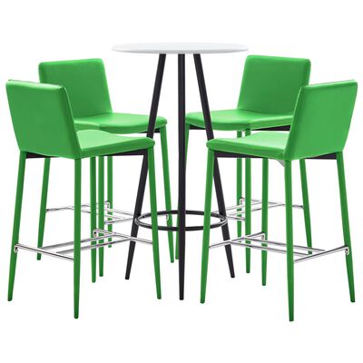 vidaXL Set mesa alta y taburetes de bar 5 piezas cuero sintético verde