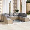 vidaXL Conjunto de sof&aacute; de jard&iacute;n 9 pcs Beige rat&aacute;n sint&eacute;tico