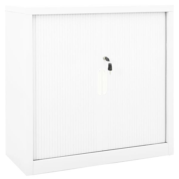 vidaXL Armario con puerta corredera blanca acero 90x40x90 cm