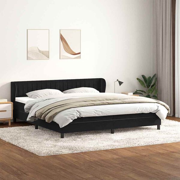 vidaXL Cama box spring con colchones terciopelo negro 200x210 cm