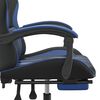 vidaXL Silla gaming con reposapiés cuero sintético negro azul