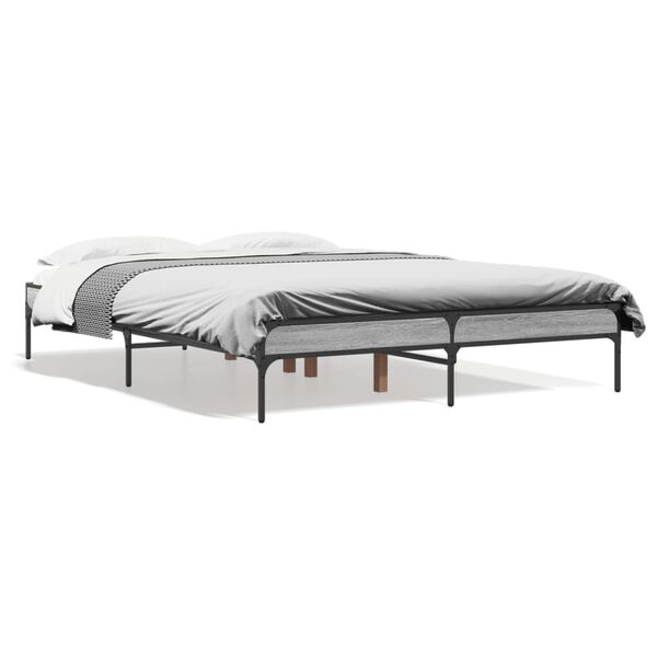 vidaXL Estructura cama madera ingenier&iacute;a metal gris Sonoma 140x190 cm