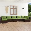 vidaXL Set muebles de jard&iacute;n 7 piezas y cojines rat&aacute;n sint&eacute;tico marr&oacute;n