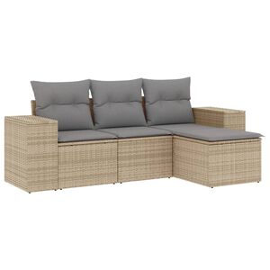 vidaXL Juego de sof&aacute;s jard&iacute;n con cojines 4 pzas rat&aacute;n sint&eacute;tico beige