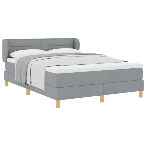 vidaXL Cama tipo Box Spring con colch&oacute;n Gris claro 160 x 200 cm tela