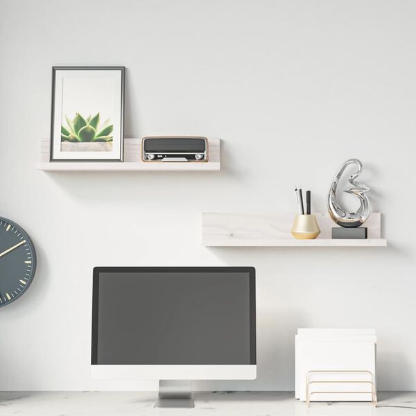vidaXL Estantes de pared 2 uds madera maciza de pino blanco 50x11x9 cm