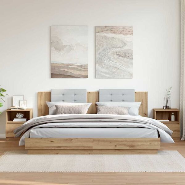 vidaXL Mesitas noche 2 uds madera ingenier&iacute;a roble artisan 40x40x50 cm