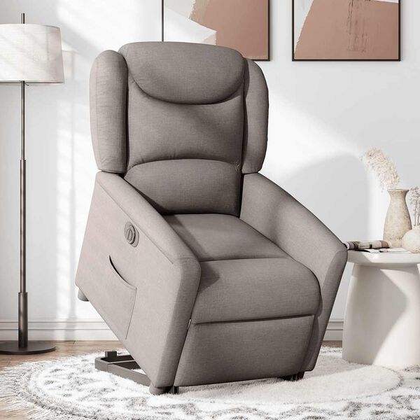 vidaXL Sill&oacute;n el&eacute;ctrico reclinable elevable de tela gris taupe