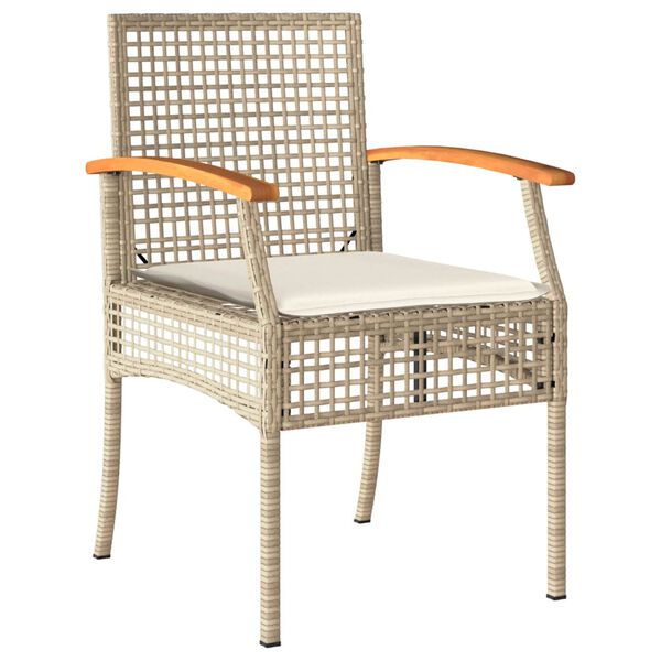 vidaXL Set comedor de jard&iacute;n 5 pzas con cojines rat&aacute;n sint&eacute;tico beige