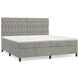 vidaXL Cama box spring con colch&oacute;n terciopelo gris claro 200x200 cm